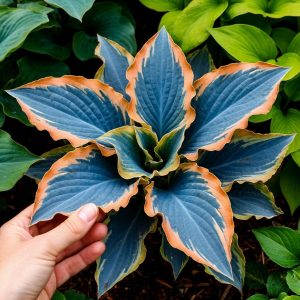 Хоста Океан Вью купить по цене от 960р. в интернет-магазине «Посадика» с доставкой почтой в в Шумихае и по всей России – [изображение №1].