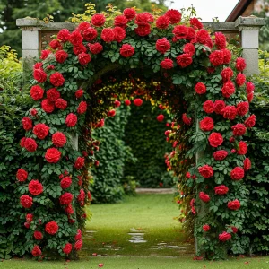 Роза плетистая Алый Триумф купить по цене от 319р. в интернет-магазине «Посадика» с доставкой почтой в в Шумихае и по всей России – [изображение №1].